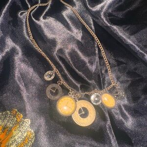 Gold-Tone Vintage Clock Charm Necklace